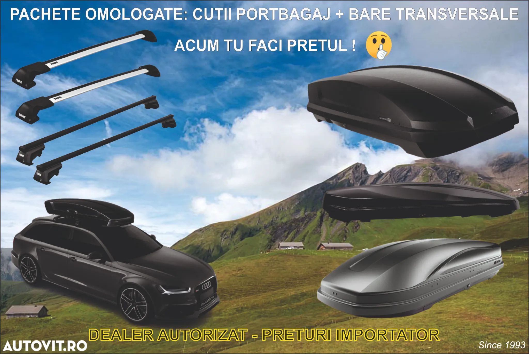 Pachet Cutii Portbagaj Auto Thule & Aleo + Bare Transversale Thule, Noi cu Factura & Garantie_Pret Importator - 1
