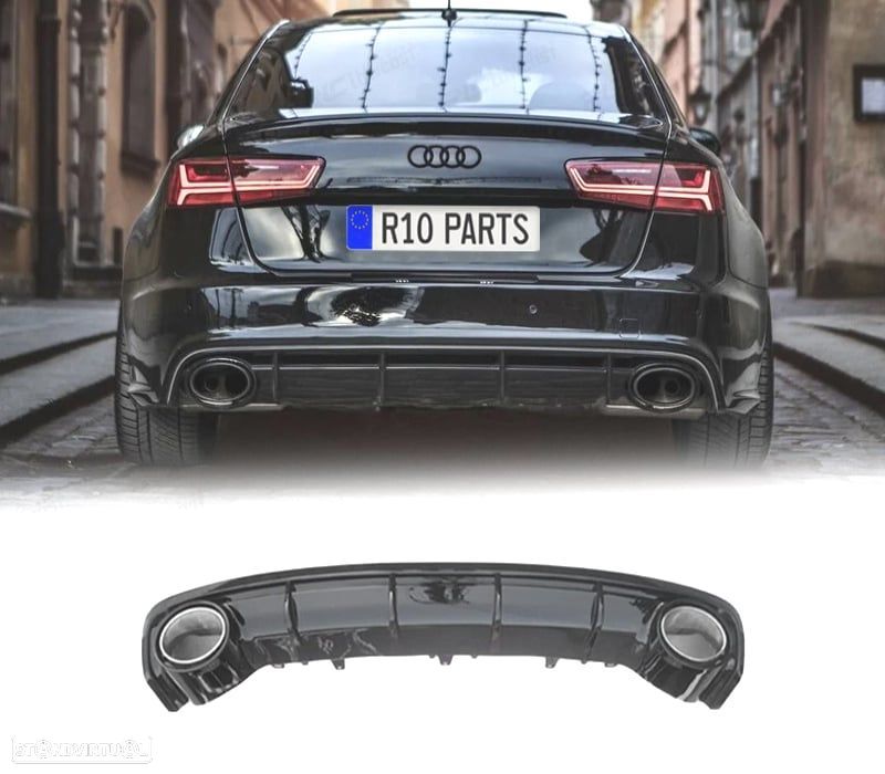 DIFUSOR AUDI A6 15-18 LOOK RS6 PRETO BRILHANTE - 1
