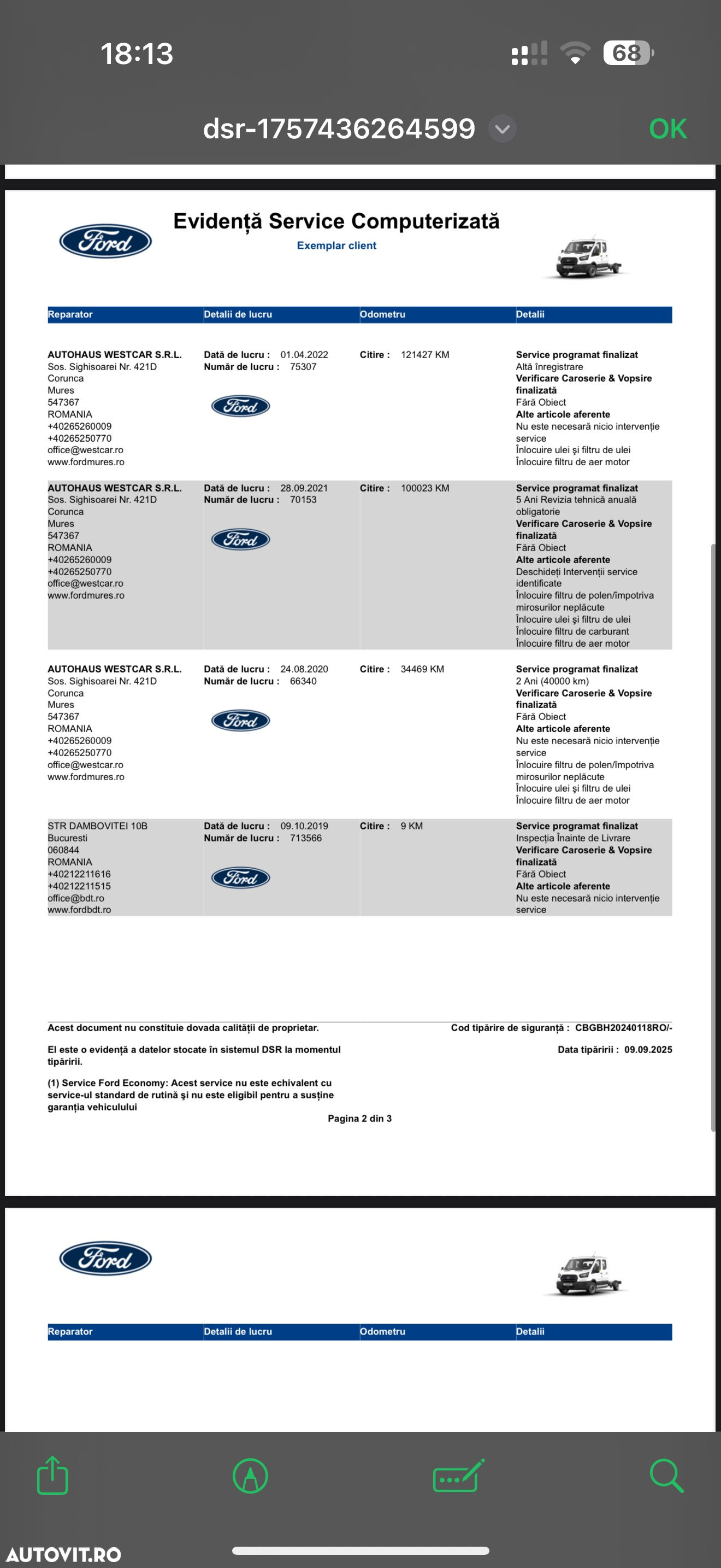 Ford an 2020 Transit 2.0tdi Punte Dubla 7 Locuri Dokka Bena Camioneta Clima AC Unic Proprietar de noua Reprezentanța Ford carosata Istoric Service Complet Carte service Km reali  NU Mercedes Sprinter VW crafter Boxer Iveco - 8