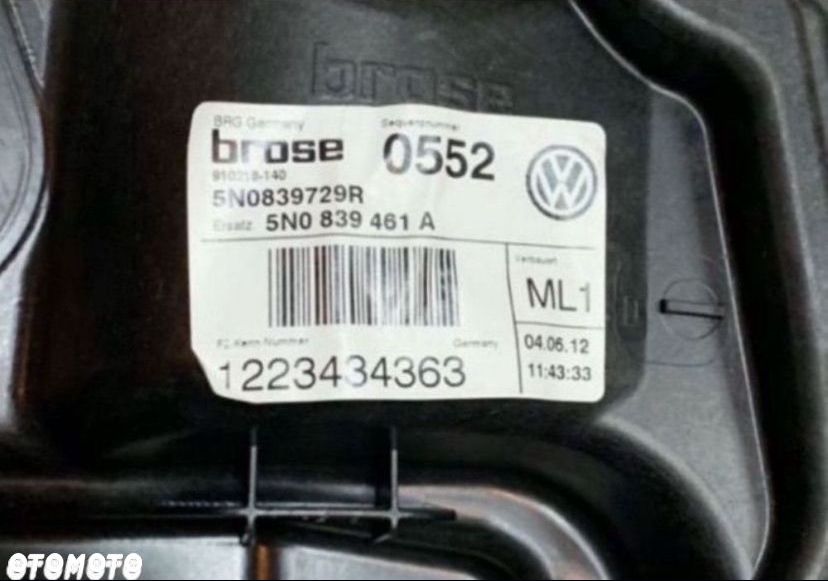 5N0839461 Mechanizm podnoszenia szyby lewy tył vw tiguan 5N lift - 3