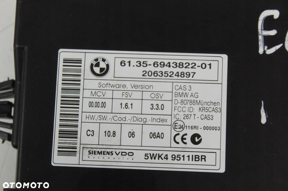 ZESTAW STARTOWY KOMPUTER CAS BMW E60 2.5D M57N - 7