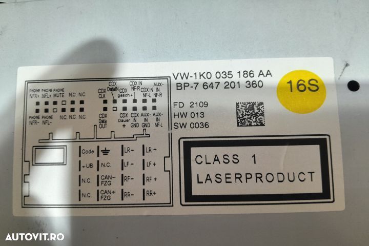 RADIO CD  1K0035186AA MX1253 Volkswagen VW Golf 6 [2008 - 2015] - 3