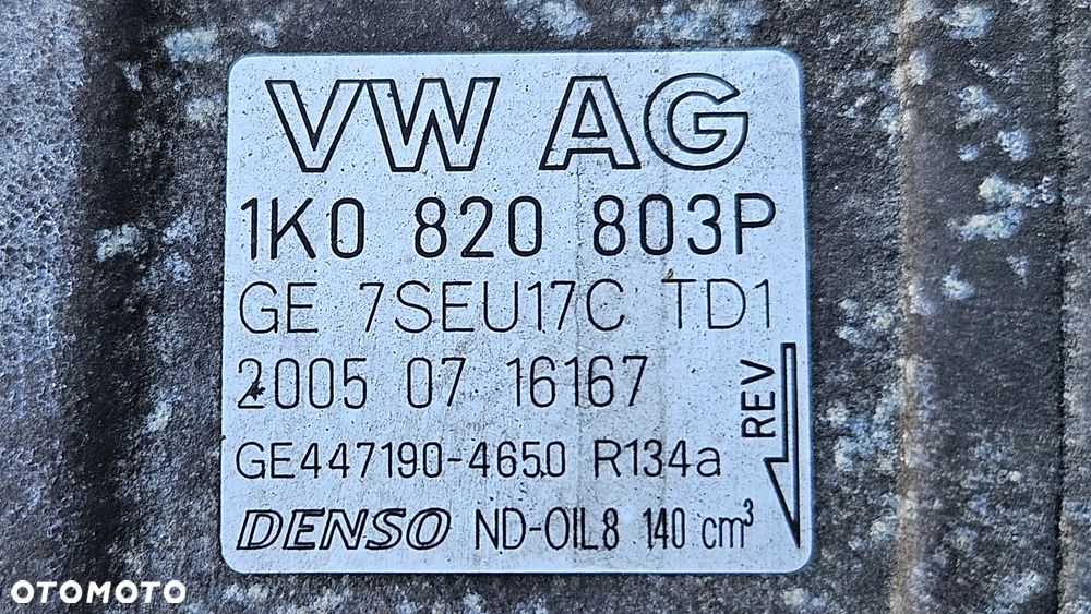 VW Golf  Passat B6 Seat Altea Audi A3 1.4  TSI 1.6 MPI FSI kompresor sprężarka klimatyzacji   1K0820859T  1K0820803 N P F - 6