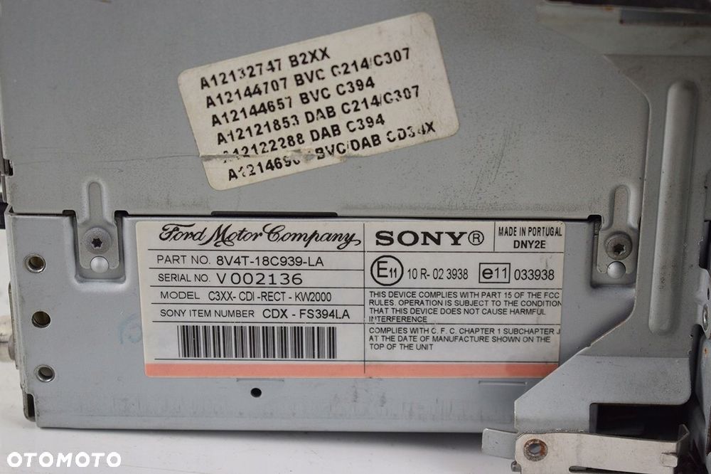 radio * ford kuga sony cd 8v4t-18c939-la - 6