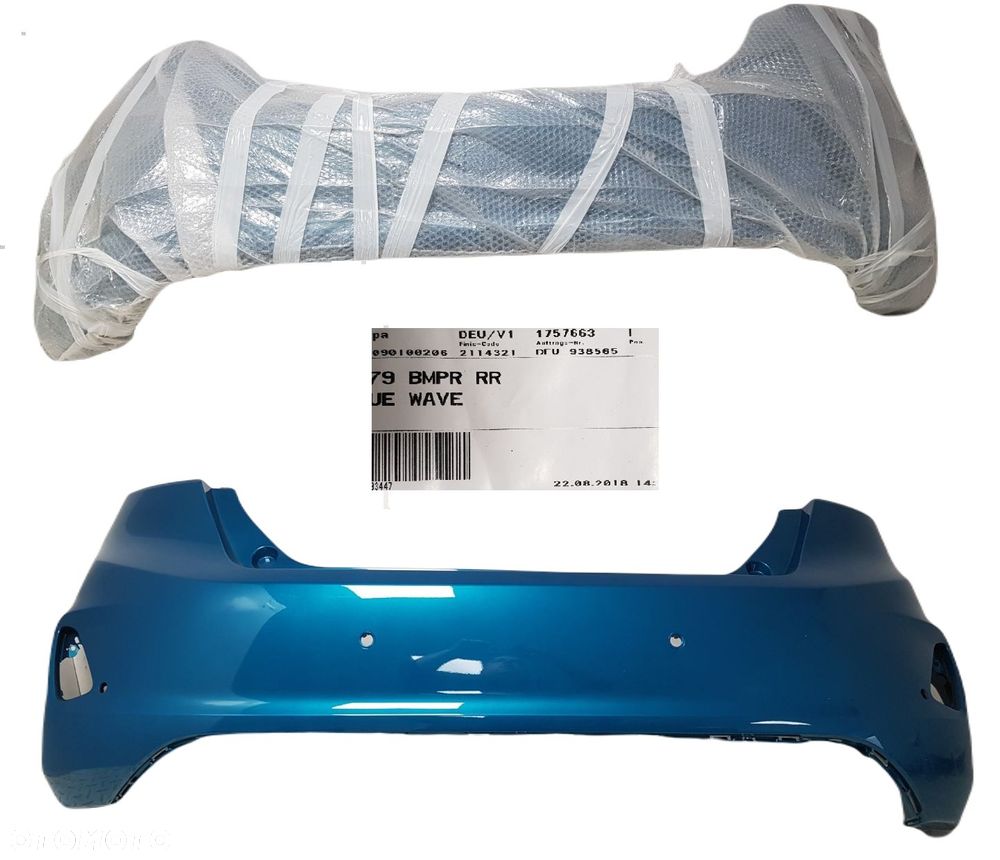 FABRYCZNIE NOWY ORYGINALNY ZDERZAK TYLNY TYŁ FORD FIESTA MK8 8 VIII 17-21 4xPDC BLUE WAVE - 1