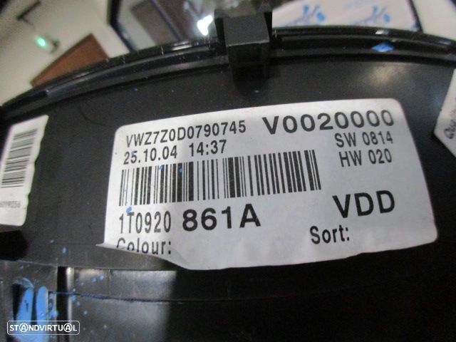Quadrante 1T0920861A VW TOURAN  1T FASE 1 2005 1.9TDI 105CV 5P PRETO KM/H DIGITAL - 4