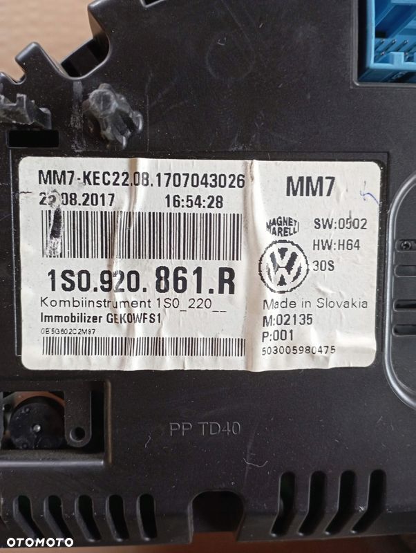 VW UP! UP 1.0 B LICZNIK PRĘDKOŚCIOMIERZ ZEGARY EUROPA 1S0920861R - 2