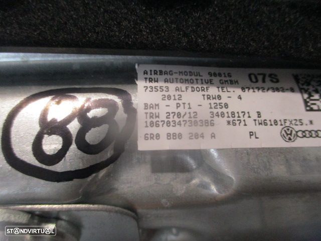 Kit Airbags 6R0880204A  5K0880201AB  6R0959655K 0285010793  VW POLO 5 6R FASE 1 2012 1.6TDI 90CV 5P CINZA ESCURO SEM TABLIER - 4