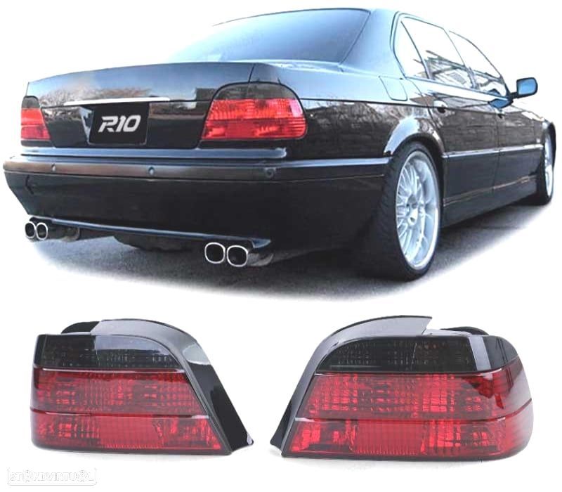 FAROLINS TRASEIROS BMW E38 94-01 VERMELHO BRANCO ESCURECIDO - 1