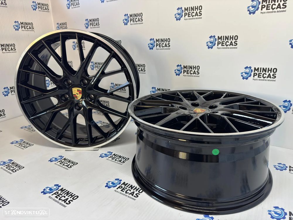 Jantes look Porsche Panamera em 21 (5x130) Preto Brilho Aro Polido - 5