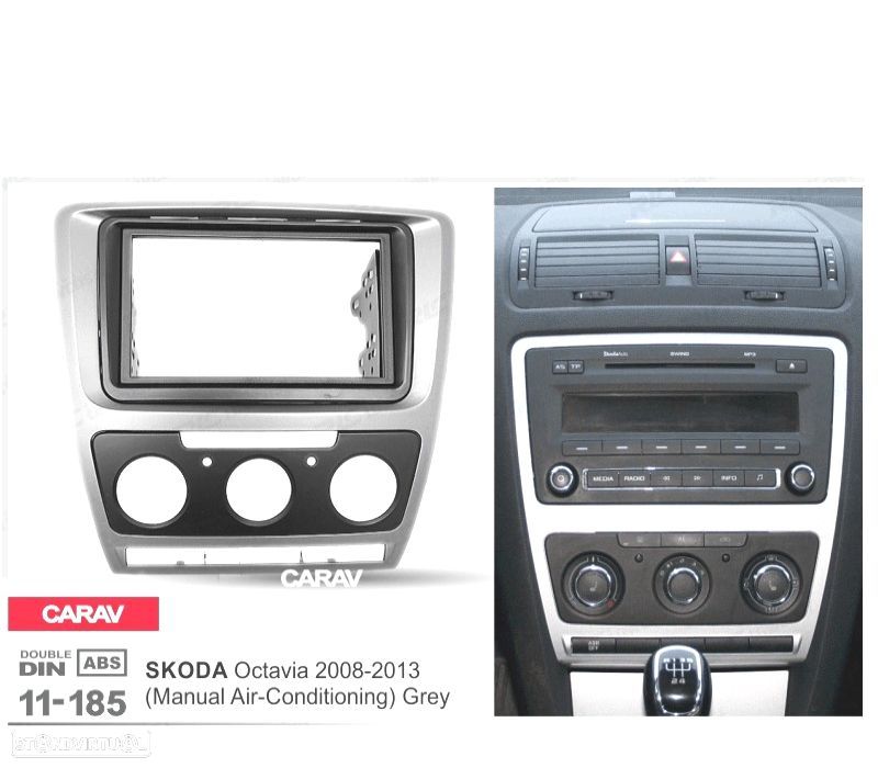 MOLDURA ADAPTADOR CINZENTA PARA RADIO 2-DIN PARA SKODA OCTAVIA 08-13 CON AIRE ACONDICIONADO MANUAL - 5