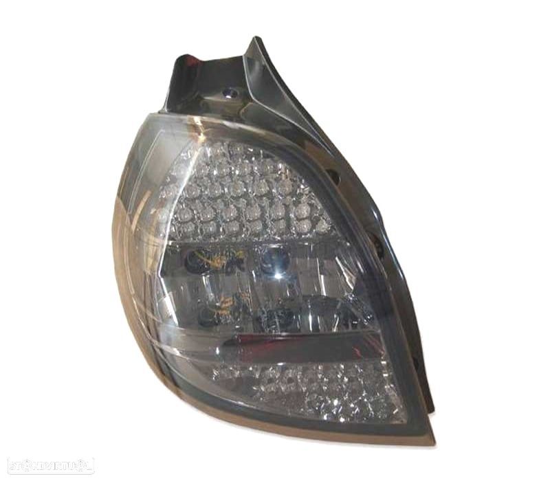 FAROLINS TRASEIROS LED RENAULT CLIO III 05-09 FUNDO CROMADO ESCURECIDO - 1