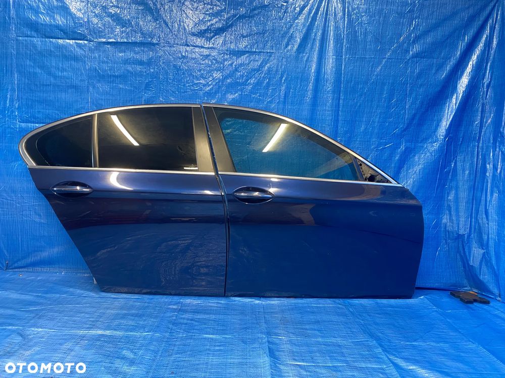 BMW F10 F11 DRZWI PRAWE PRAWY PRZÓD PRZEDNIE TYŁ TYLNE NIEBIESKIE A76 TIEFSEEBLAU  KOMPLETNE LAKIER ORYGINAŁ - 4