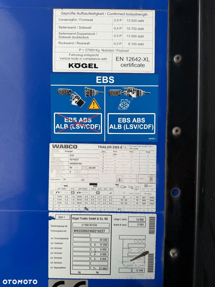 Kögel / STANDARD / KOŁO ZAPASOWE / OCZKA CELNE / OSIE SAF / DZIAŁAJĄCY ABS / 2017 ROK !! - 10