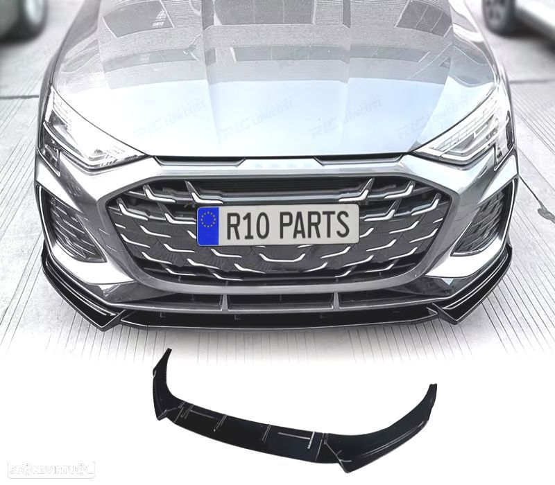 SPOILER LIP FRONTAL AUDI A3 8Y 24- PRETO BRILHANTE - 1