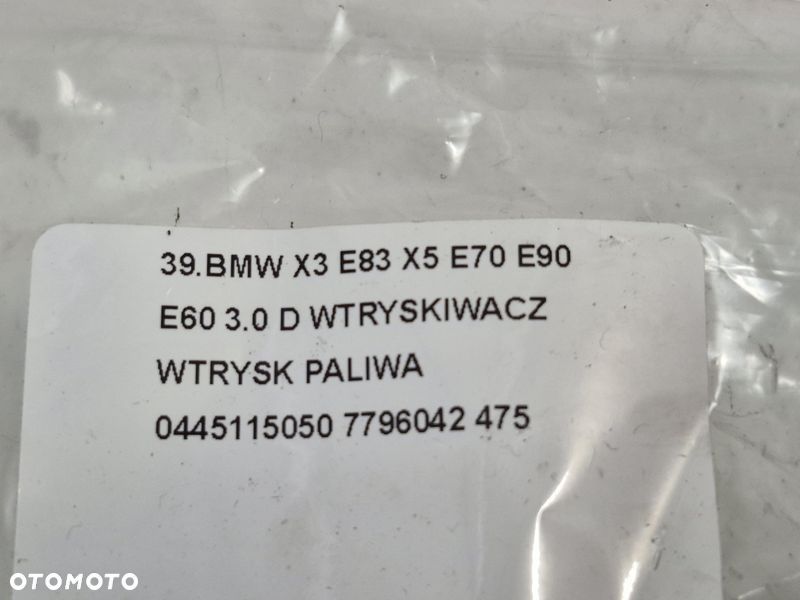 BMW X3 E83 X5 E70 E90 E60 3.0 D WTRYSKIWACZ WTRYSK PALIWA 0445115050 7796042 - 8