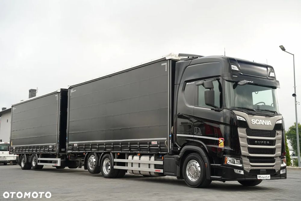 Scania S 500 / ZESTAW TANDEM 120 M3 / PRZEJAZDOWY / FIRANKA / 7,7 M + 7,7 M / WECON / O