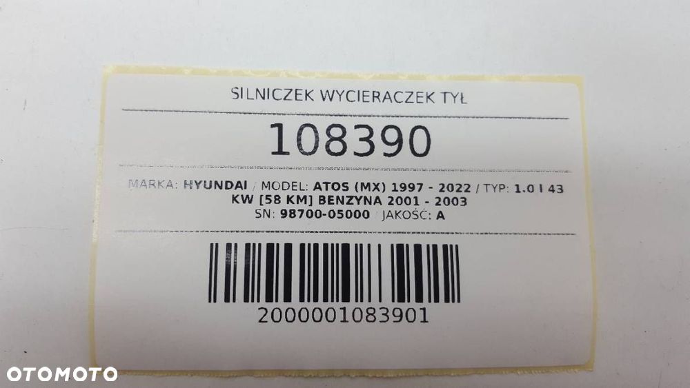 SILNICZEK WYCIERACZEK TYŁ HYUNDAI ATOS 2001 EU - 6