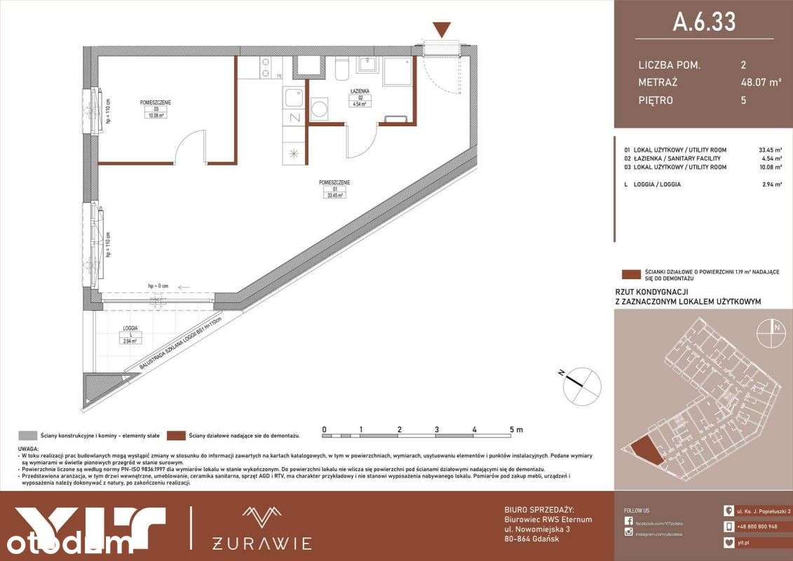 2-pokojowy apartament inwestycyjny 48m2 + loggia - Pełny obrazek: 2/9