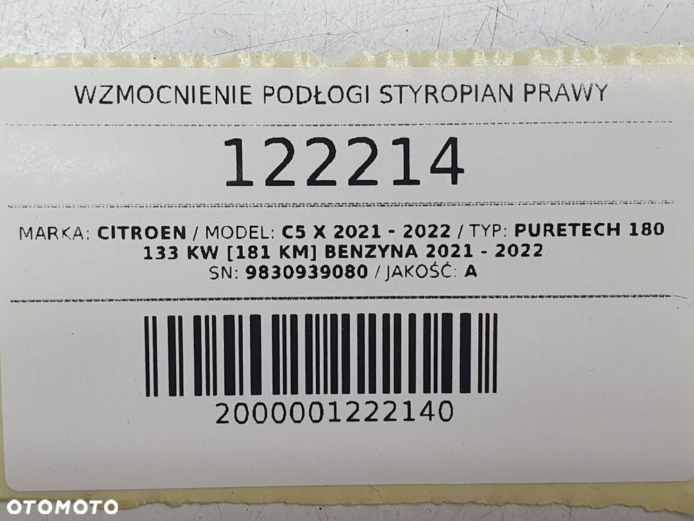 WZMOCNIENIE PODŁOGI STYROPIAN PODSTOPNICA CITROEN C5 X 9830939080 - 4