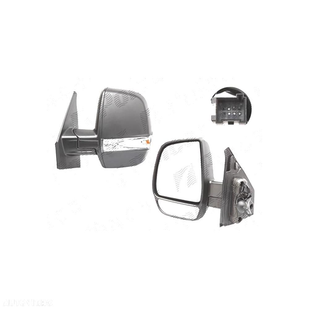 Oglinda exterioara Opel Combo, 11.2011-2015, stanga/dreapta, VAN, reglare manuala; carcasa neagra; geam divizat; cromat; 2 pini; cu semnalizare, View Max - 1