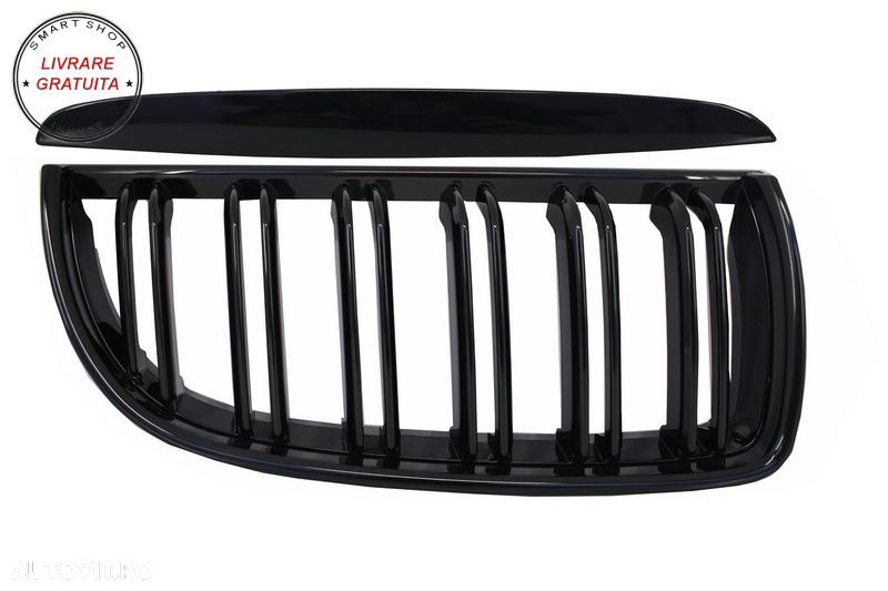 Grile Centrale Duble BMW Seria 3 E90 E91 Pre-LCI (2005-2008) M-Design Negru Lucios- livrare gratuita - 2