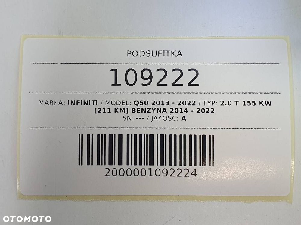 PODSUFITKA PODSUFITÓWKA INFINITI Q50 EUROPA 2015 - 10