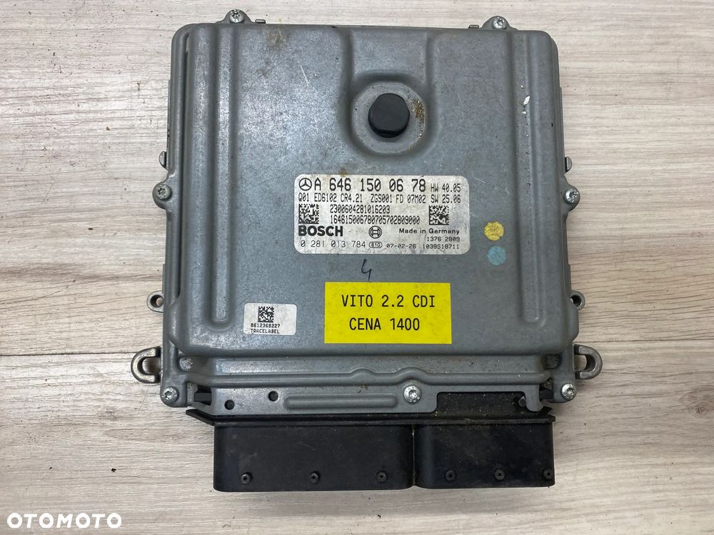KOMPUTER STEROWNIK SILNIKA ECU MERCEDES VITO 2,2 CDI A6461500678 0281013784 - 1