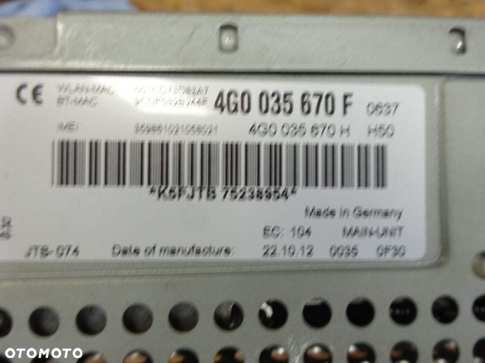 4G0035670F jednostka MMI NAVI multimedia Audi A6 C7 A7 czesci - 2