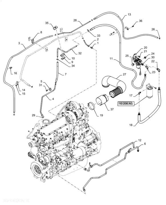 New Holland T6090 T6070 T7230 Rurka 84557666 - 1