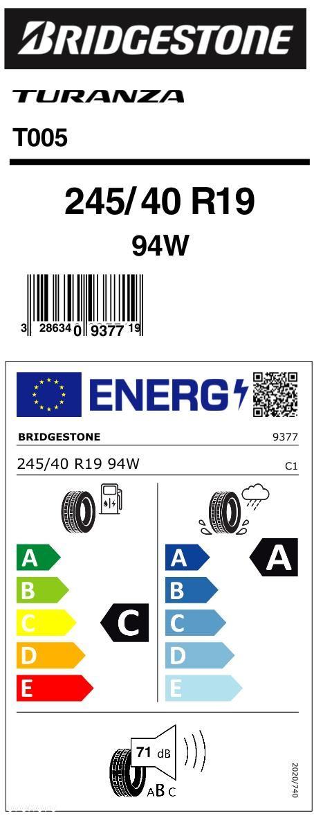 4szt. 2024r Opony letnie Bridgestone Turanza T005 245/40R19 94 W rant ochro - 15