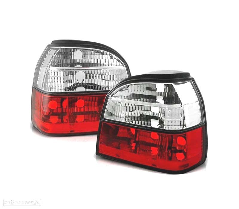 FAROLINS TRASEIRO PARA VOLKSWAGEN VW GOLF 3 91-97 VERMELHO BRANCO LOOK LEXUS - 1