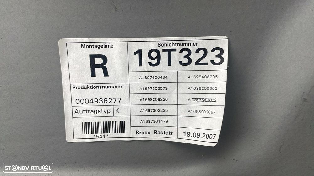 ELEVADOR DE VIDRO TRASEIRO DIREITO MERCEDES-BENZ CLASSE A 2007 - 4