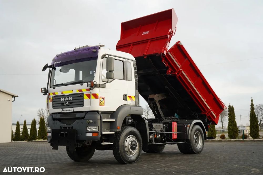 MAN TGA 18.360 / 4X4 / BASCULĂ CU 2 LATE / CLAPETĂ HIDRAULICĂ / LATERALĂ HIDRAULICĂ / SUPPORT FRONTAL / SPECIAL / MANUAL - 1