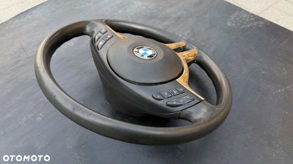 Kierownica Skórzana BMW e46 multifunkcja drewniana E39 E38 x5 E53 - 11