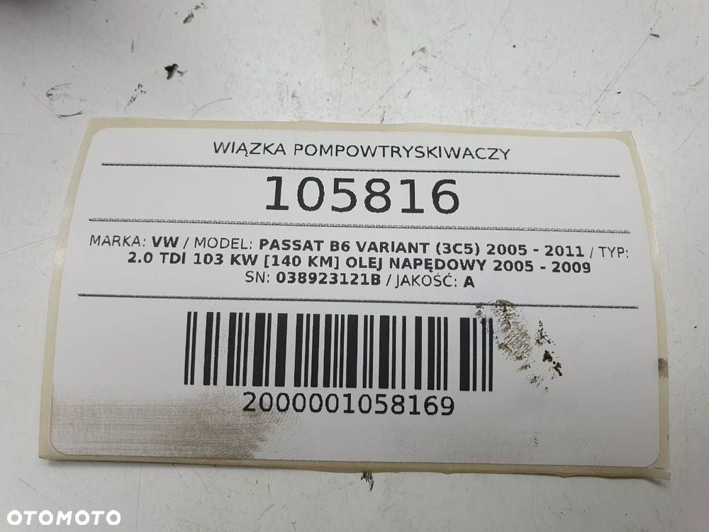 WIĄZKA POMPOWTRYSKIWACZY VW PASSAT B6 2.0 TDI EU - 5