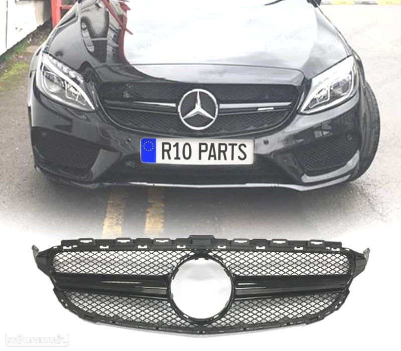 GRELHA FRONTAL MERCEDES W205 14-18 LOOK AMG C63 CÂMARA PRETO BRILHANTE - 1