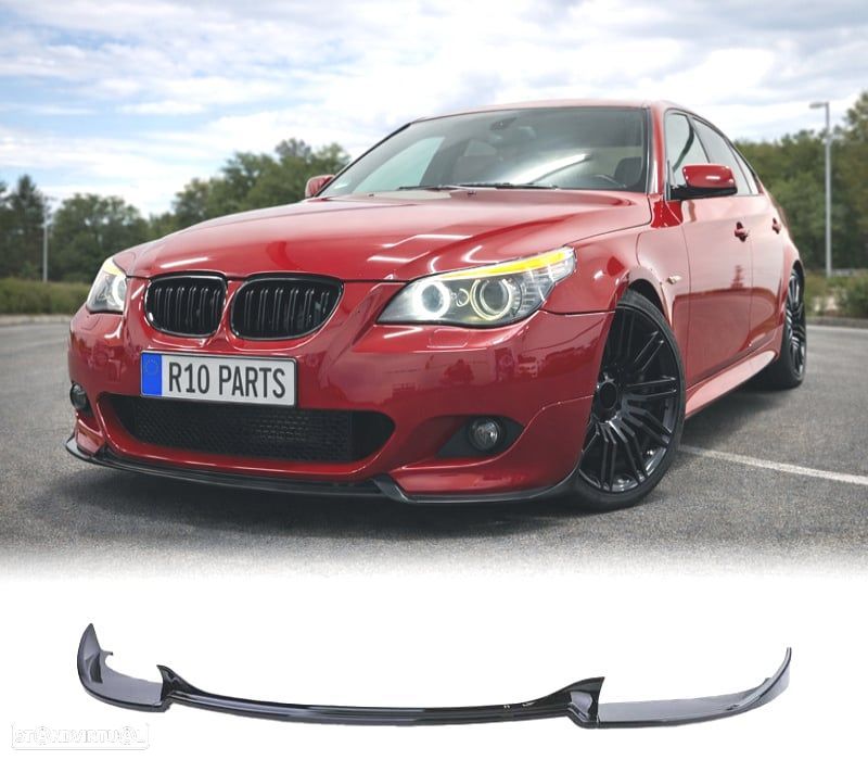 SPOILER LIP BMW E60 E61 07-10 LOOK M5 PRETO BRILHANTE - 1