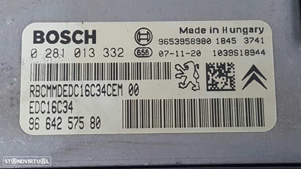 CENTRALINA DO MOTOR UCE CITROEN C4 SEDAN COLLECTION - 2