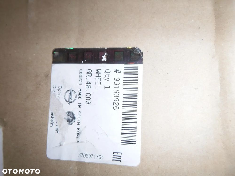 opel agila felga aluminiowa nowa oryginał r15 5,5j et50 - 2