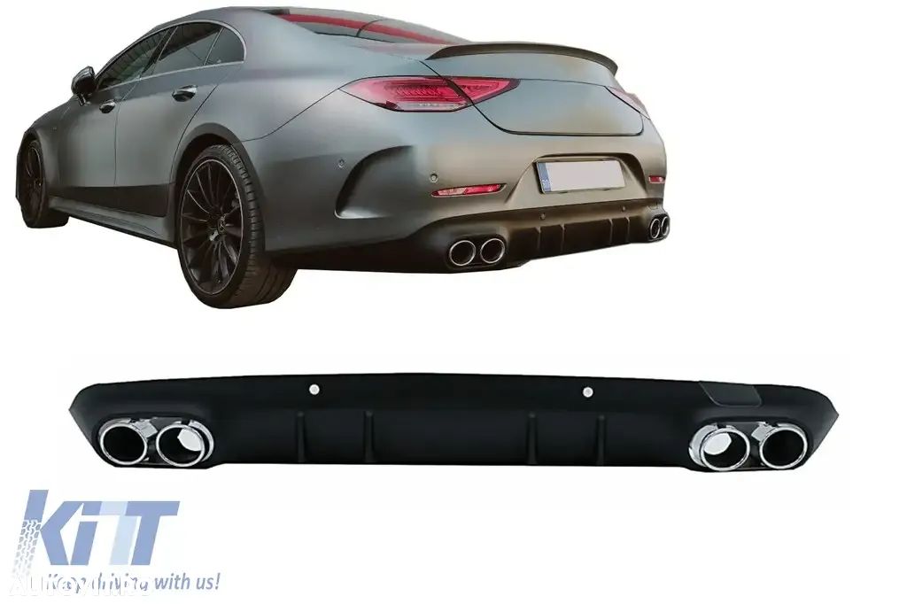 Difuzor Bara Spate cu Ornamente toba compatibil cu Mercedes CLS-Class C257 (2018-up) CLS53 Design Chrome - 1