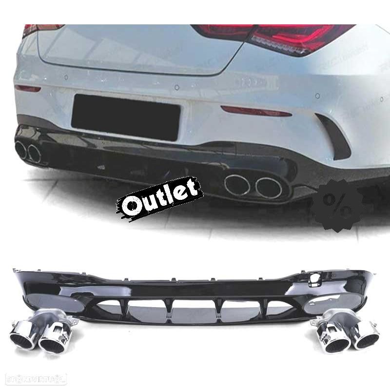 C010649C1 DIFUSER MERCEDES CLA C118 19- LOOK AMG PRETO BRILHANTE + PONTEIRAS ESC - 1