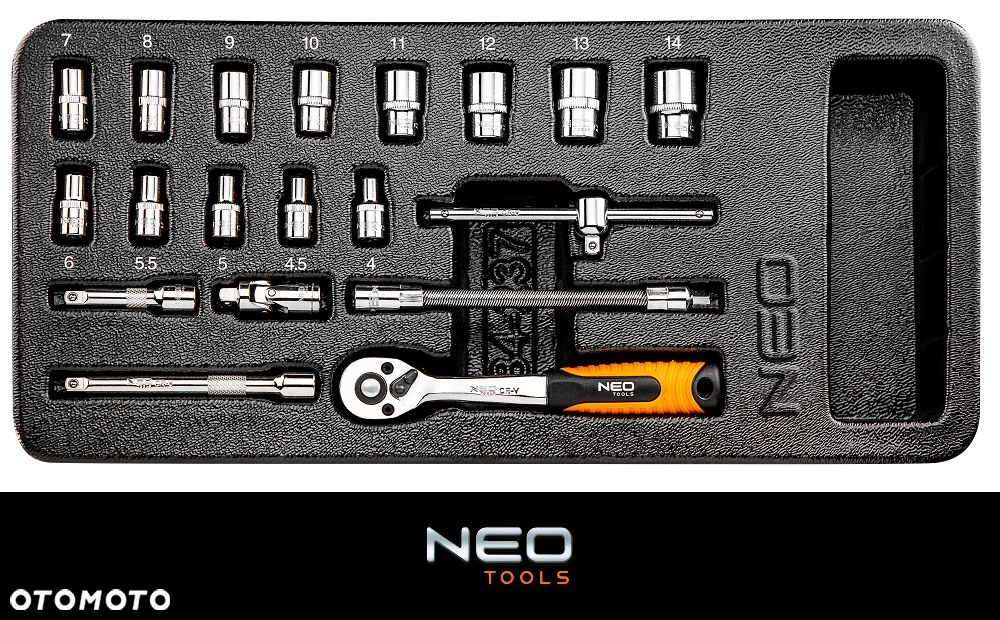 NEO WKŁAD KLUCZE NASADOWE 1/4" 19 SZT 84-237 - 3