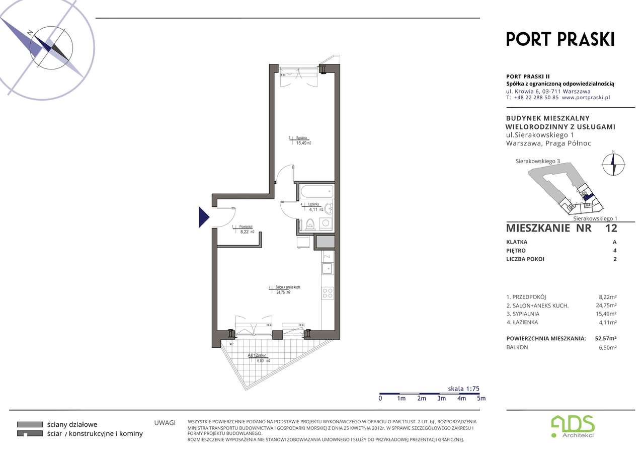 2-pokojowe mieszkanie 52m2 + balkon - Pełny obrazek: 2/12