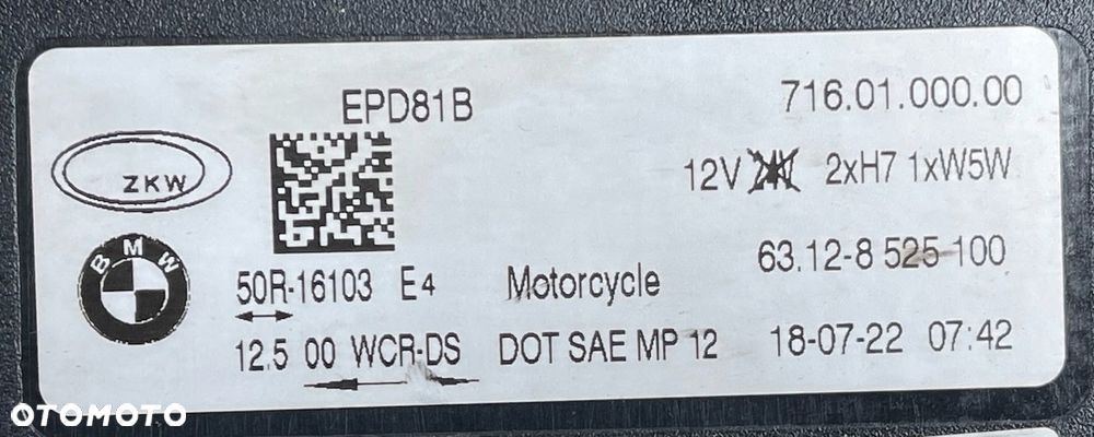 BMW R1200GS R 1200 GS K50 K51 LAMPA PRZÓD PRZEDNIA 8525100 18.07.22 - 16