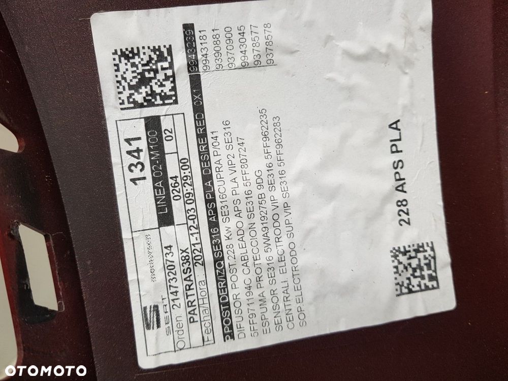 ŁADNY NAROŻNIKA LEWY ZDERZAK TYLNEGO LEWA TYŁ CUPRA FORMENTOR PDC 5FF807983A  L0X1 - 8