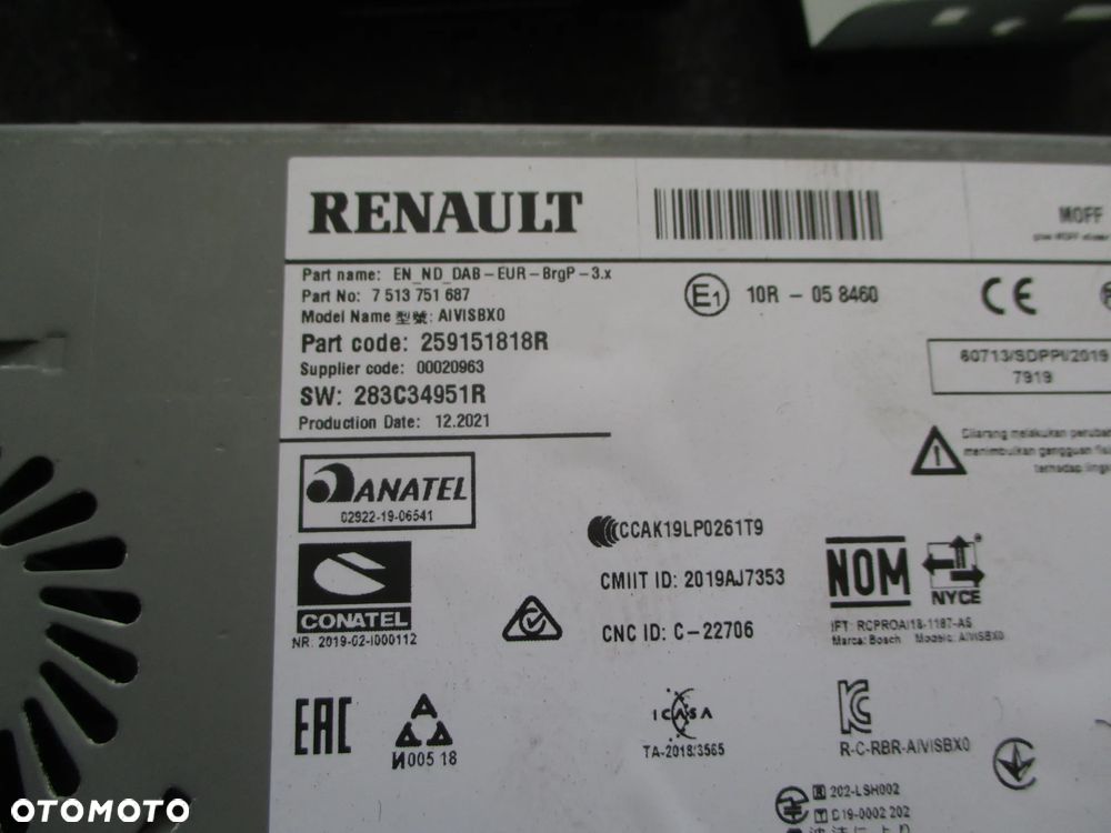 RENAULT CLIO 5 V moduł nawigacji 259151818R - 2