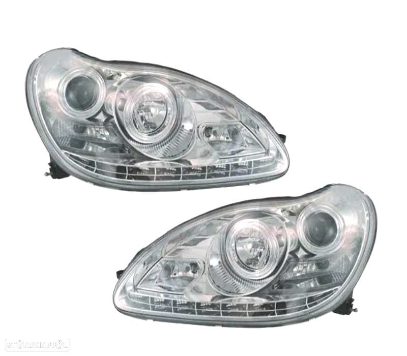 FAROIS XENON LED MERCEDES S W220 02-05 FUNDO CROMADO - 2