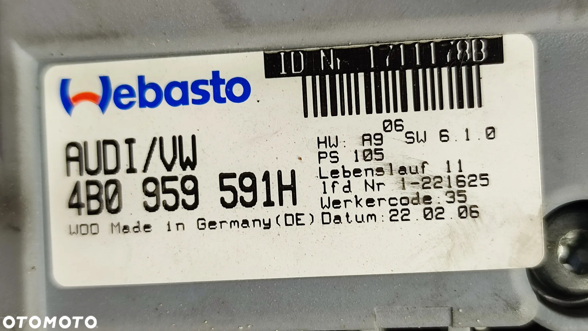 VW TOUAREG 7L 03-09R SZYBERDACH DACH SOLAR SOLARNY 7L6877041D SILNICZEK WEBASTO 4B0959591H - 8
