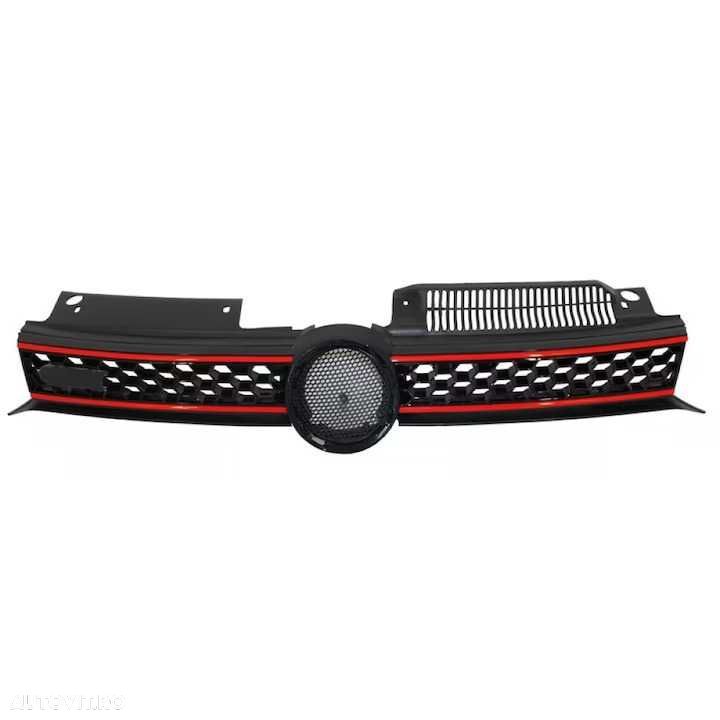 Grila Centrala model GTI pentru Volkswagen VW Golf 6 VI, Negru Lucios - 2